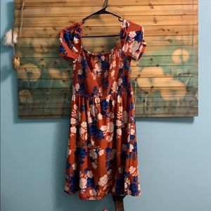 Derek Heart Burnt Orange Floral Dress
